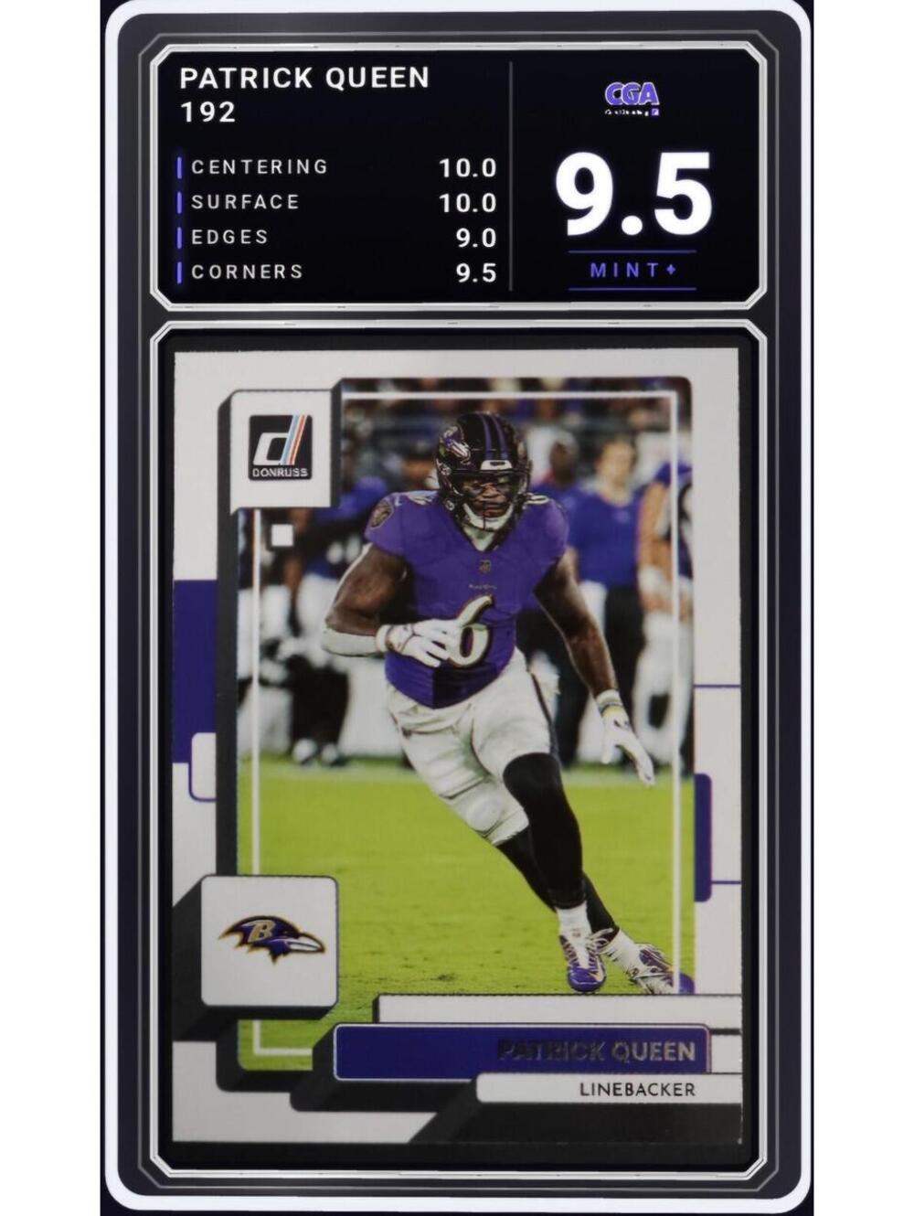 2022 Panini Donruss #192 Patrick Queen Baltimore Ravens - CGA 9.5 Digital Grade